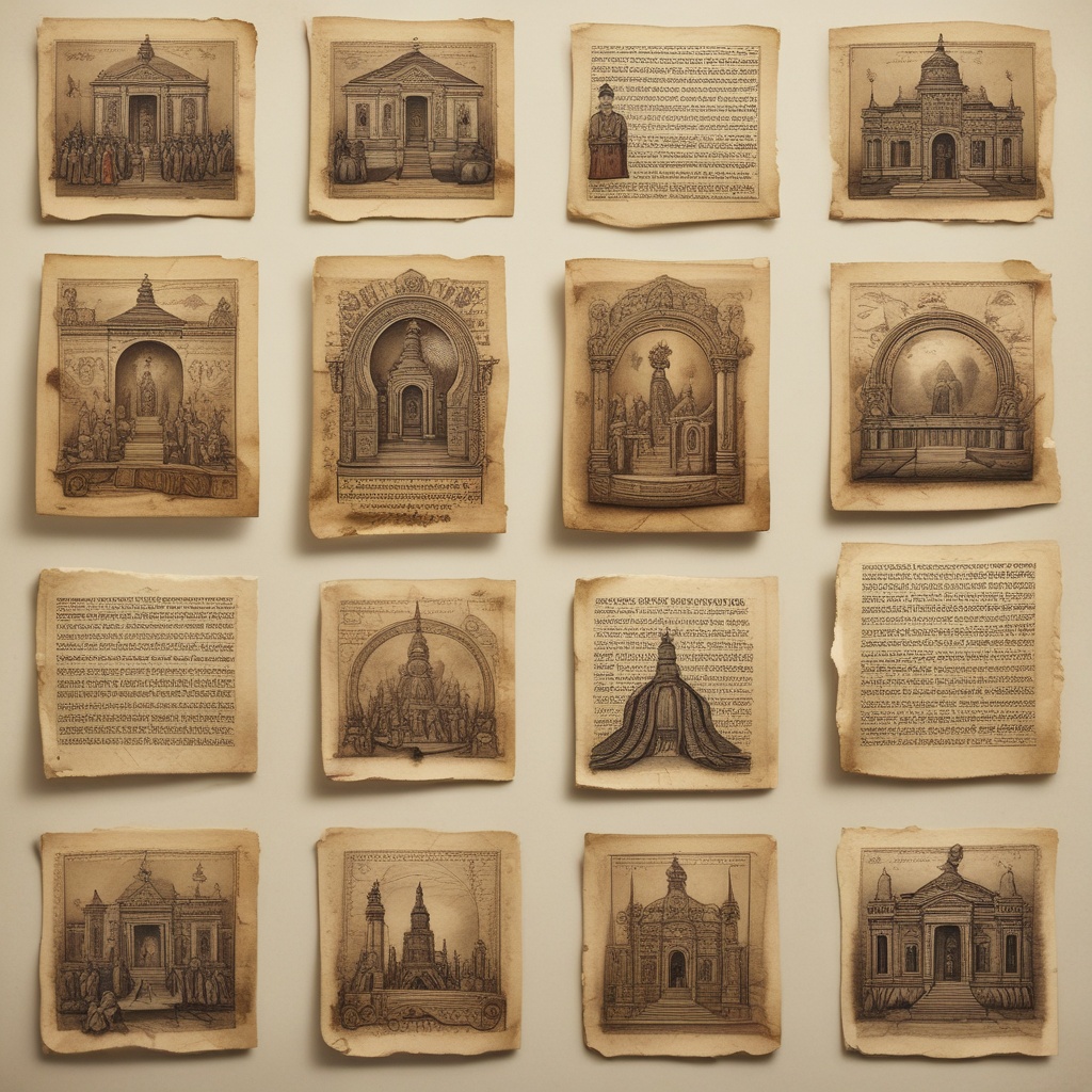 Relics and manuscripts depicting history